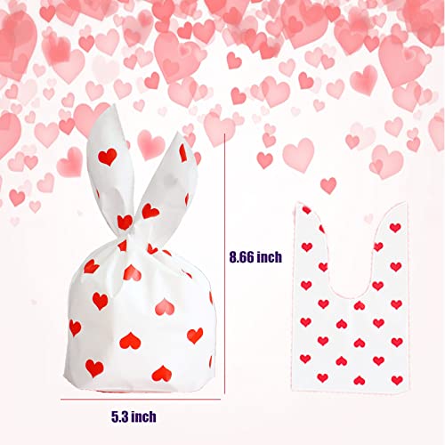 Ausejopeac 50 Pieces Valentines Day Heart Candy Bags Red Love Heart Candy Bags for Valentine's Day, Jewelry Packaging, Wedding Party