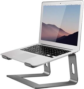 orionstar laptop stand portable aluminum laptop riser compatible with apple mac macbook air pro 10 to 15.6 inch notebook computer, detachable ergonomic elevator holder, space grey