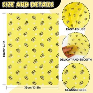 Kavoc 100 Sheet Honey Bee Tissue Paper Spring Summer Tissue Paper Light Yellow Bee Pattern Wrapping Tissue Paper for Birthday Baby Shower Party Favor Decor Craft Gift Packing Bag Box, 13.8 x 19.7