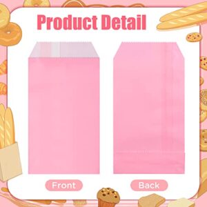 Geyee 200 Pcs Pink Small Paper Treat Sacks 3.1 x 5.9 Inches Candy Buffet Bags Small Flat Kraft Paper Bags Bulk for Snack Cookie Popcorn Candy Sandwich Gift Party