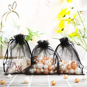 Mudder 50 Pack Organza Gift Bags Wedding Party Favor Bags Jewelry Pouches Wrap, 4 x 4.72 Inches (Black)