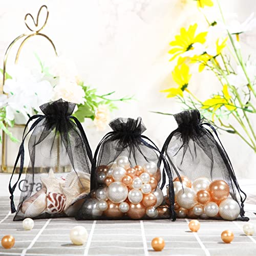 Mudder 50 Pack Organza Gift Bags Wedding Party Favor Bags Jewelry Pouches Wrap, 4 x 4.72 Inches (Black)