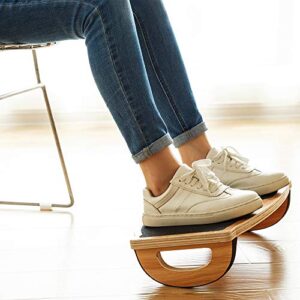 StrongTek Foot Rest Under Desk, Desk Footrest, Rocking Foot Nursing Stool, Rocker Balance Board, Natural Wood, Non-Slip, Ergonomic Pressure Relief for Posture Support, Home, Office Use (18Wx11L)