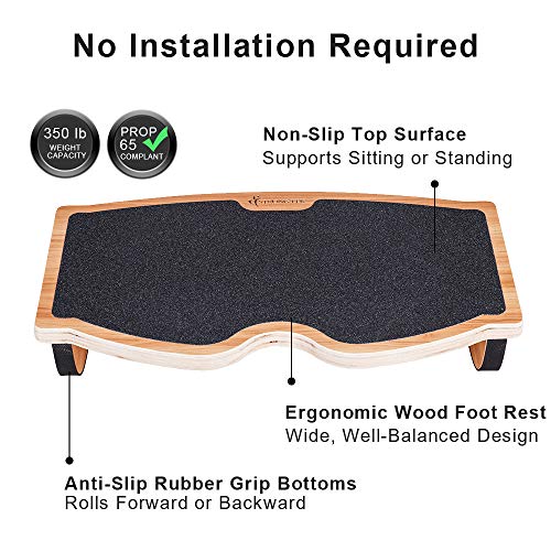 StrongTek Foot Rest Under Desk, Desk Footrest, Rocking Foot Nursing Stool, Rocker Balance Board, Natural Wood, Non-Slip, Ergonomic Pressure Relief for Posture Support, Home, Office Use (18Wx11L)