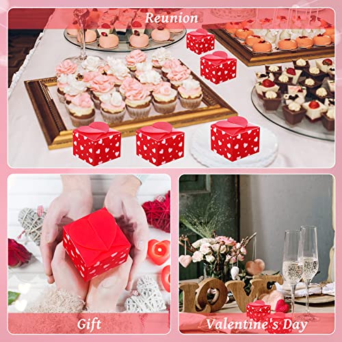 Valentine's Day Candy Boxes Plastic Waterproof Treat Boxes Small Gift Boxes Heart Shaped Valentines Wedding Party Favors Supplies 2.56 x 2.56 Inch (20 Pieces)