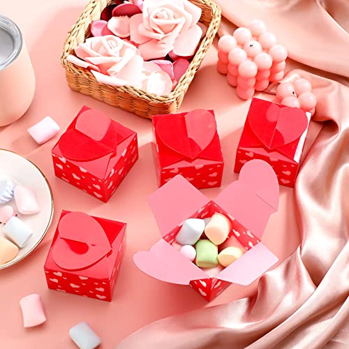 Valentine's Day Candy Boxes Plastic Waterproof Treat Boxes Small Gift Boxes Heart Shaped Valentines Wedding Party Favors Supplies 2.56 x 2.56 Inch (20 Pieces)
