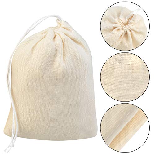 Tayfremn 200Pcs Cotton Drawstring Bags, Reusable Muslin Bag Natural Cotton Bags with Drawstring Produce Bags Bulk Gift Bag Jewelry Pouch for Party Wedding Home Storage, Natural Color (4 x 3 Inches)