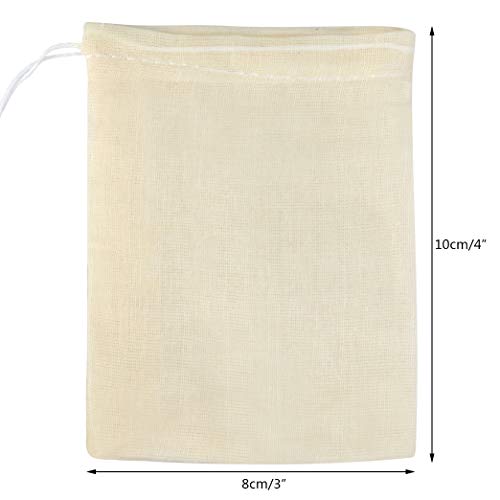 Tayfremn 200Pcs Cotton Drawstring Bags, Reusable Muslin Bag Natural Cotton Bags with Drawstring Produce Bags Bulk Gift Bag Jewelry Pouch for Party Wedding Home Storage, Natural Color (4 x 3 Inches)