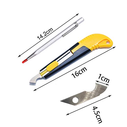 YouU 1pcs Acrylic Cutter and 10 Pcs Blade Set with Mini Box,Multi-Use Cutter with Cutting Blade/1pcs Tungsten Carbide Scribe and Etching Pen（Silver）