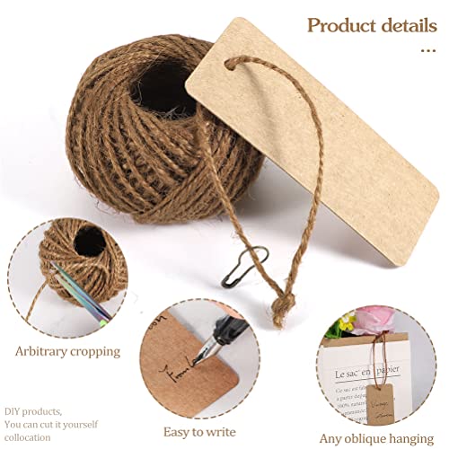 100 pcs Gift Tags with String,Kraft Paper Blank Marking Tags with Safety Pins,Name Tags for Gift Bags Label Clothes Arts and Crafts