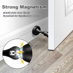 KOLAKO Door Stopper, Magnetic Door Stops, Brushed Satin Nickel, 2 Pack Wall Floor Mounted Black Magnetic Door Catch Door Holder, Stainless Steel Metal Soft-Catch Doorstop Door Stopper