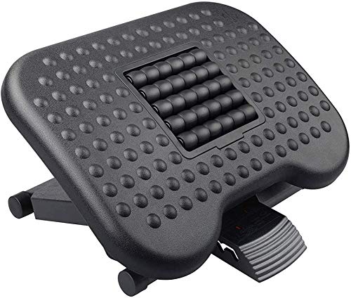 HUANUO Footrest Under Desk - Adjustable Foot Rest with Massage Texture and Roller, Ergonomic Foot Rest with 3 Height Position, 30 Degree Tilt Angle Adjustment for Home, Office