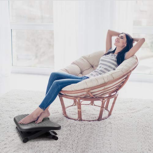 HUANUO Footrest Under Desk - Adjustable Foot Rest with Massage Texture and Roller, Ergonomic Foot Rest with 3 Height Position, 30 Degree Tilt Angle Adjustment for Home, Office