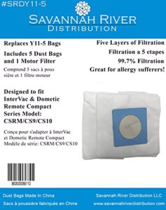 savannah river replacement dust bags for intervac and dometic model y11-5 dust bags srdy11-5