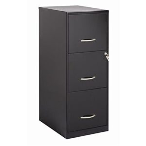 BOWERY HILL Modern 3 Drawer Metal Letter File Cabinet in Black