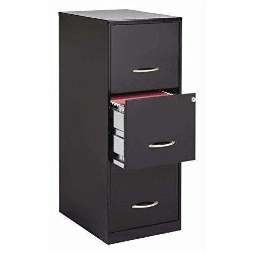 BOWERY HILL Modern 3 Drawer Metal Letter File Cabinet in Black