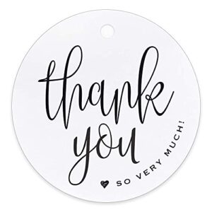 bliss collections thank you gift tags, heart script, thank you so very much gift tags for weddings, bridal showers, birthdays, parties, baby showers, wedding favors or events, 2.5″x2.5″ (50 tags)