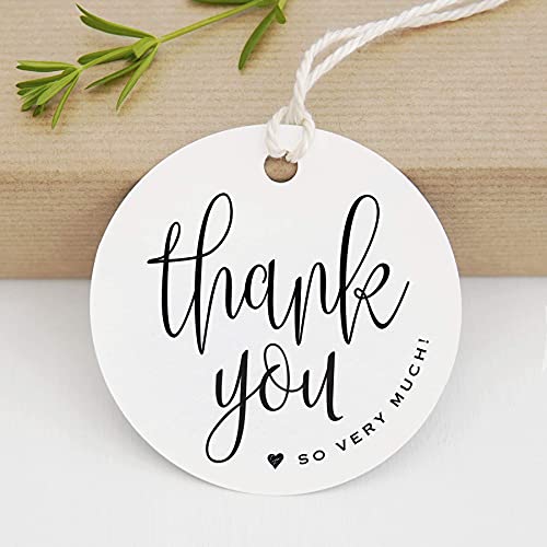 Bliss Collections Thank You Gift Tags, Heart Script, Thank You So Very Much Gift Tags for Weddings, Bridal Showers, Birthdays, Parties, Baby Showers, Wedding Favors or Events, 2.5"x2.5" (50 Tags)