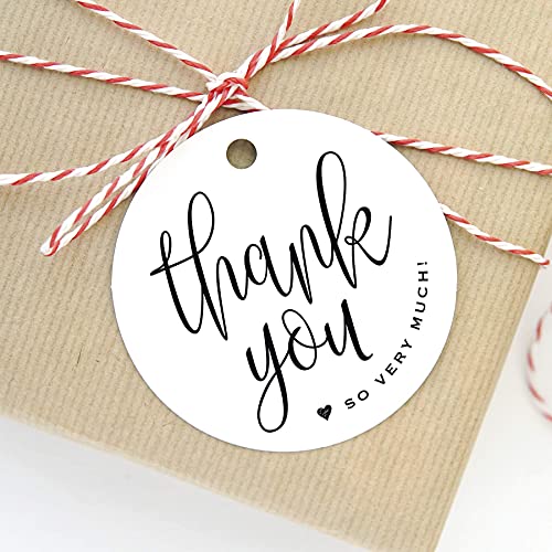 Bliss Collections Thank You Gift Tags, Heart Script, Thank You So Very Much Gift Tags for Weddings, Bridal Showers, Birthdays, Parties, Baby Showers, Wedding Favors or Events, 2.5"x2.5" (50 Tags)