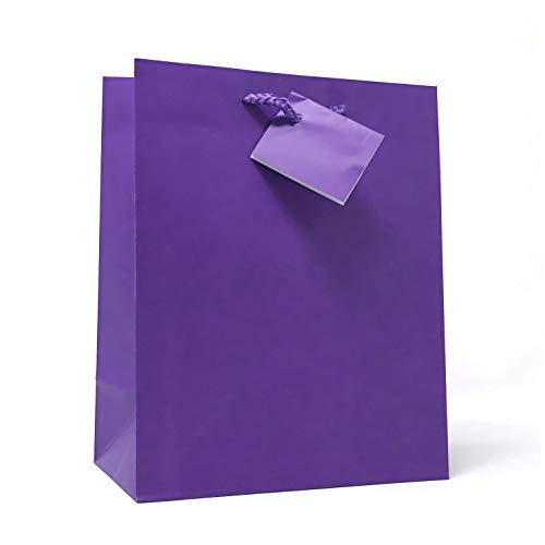 Allgala 12PK Value Premium Solid Color Paper Gift Bags (09"MED-Purple-GP50081)