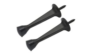 qcaa rubber tip heavy duty solid rigid door stop, 3″, zinc die cast, matte black, 2 pack