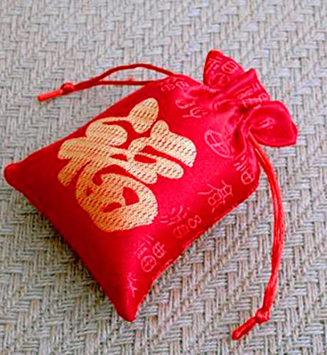 10Pcs Good Luck Fortune Gift Bags Drawstring Bag Chinese Silk Embroidered Brocade Bag Damask Jewelry Product Packing Pouch Christmas/Wedding Gift Bag,Red