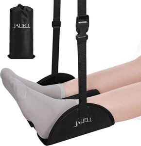 upgrade airplane footrest – jaliell 2 in 1 adjustable foot hammock with comfortable base (memory foam), portable airplane travel accessories to relax your feet, reduce swelling and soreness