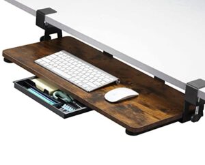 ethu keyboard tray under desk, 26.77″ x 11.81″ large size keyboard tray with c clamp-on mount easy to install, computer keyboard stand, ergonomic keyboard tray for home and office
