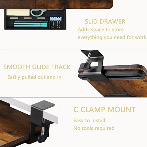 ETHU Keyboard Tray Under Desk, 26.77" X 11.81" Large Size Keyboard Tray with C Clamp-on Mount Easy to Install, Computer Keyboard Stand, Ergonomic Keyboard Tray for Home and Office