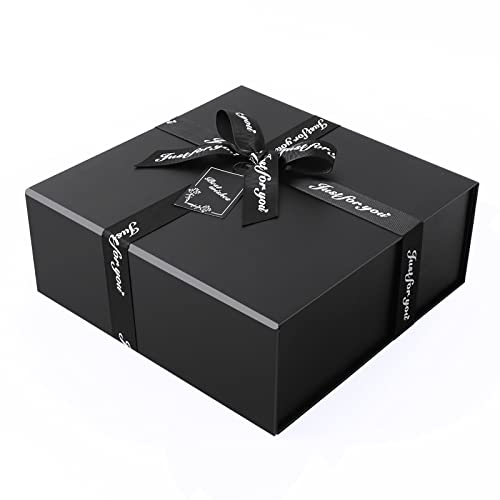 JiaWei Gift Box 13x12.1x4.5 Inches, Gift Box with Bow, Gift Boxes with Lids and Tissue Paper, Magnetic Gift Box, Collapsible Bridesmaid Proposal Box, Decorative Gift Box for Presents, Wedding, Christmas