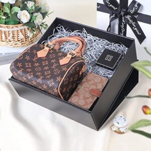 JiaWei Gift Box 13x12.1x4.5 Inches, Gift Box with Bow, Gift Boxes with Lids and Tissue Paper, Magnetic Gift Box, Collapsible Bridesmaid Proposal Box, Decorative Gift Box for Presents, Wedding, Christmas