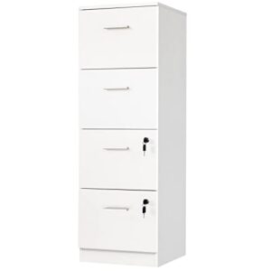 yitahome 4-drawer file cabinet with lock, 15.86″ deep vertical filing cabinet, storage file drawers for letter a4-sized files, need to assemble, white