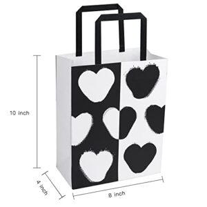 LeZakaa 10" Medium Gift Bags Assortment with Tissue Paper, 4 Pack in White and Black Design for Shopping, Birthday or Any Occasion