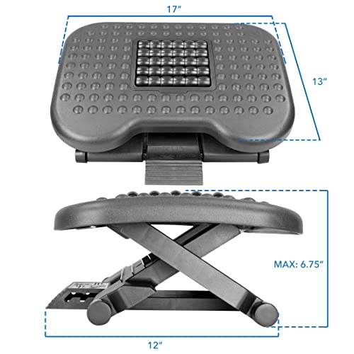 Mount-It! Ergonomic Under Desk Footrest | Massaging Foot Rest Support | Tilting Footrest with 3-Level Height Adjustment | Under Chair Office Footrest