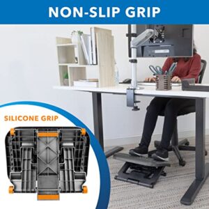 Mount-It! Ergonomic Under Desk Footrest | Massaging Foot Rest Support | Tilting Footrest with 3-Level Height Adjustment | Under Chair Office Footrest