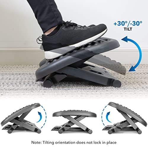 Mount-It! Ergonomic Under Desk Footrest | Massaging Foot Rest Support | Tilting Footrest with 3-Level Height Adjustment | Under Chair Office Footrest