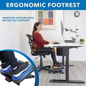 Mount-It! Ergonomic Under Desk Footrest | Massaging Foot Rest Support | Tilting Footrest with 3-Level Height Adjustment | Under Chair Office Footrest