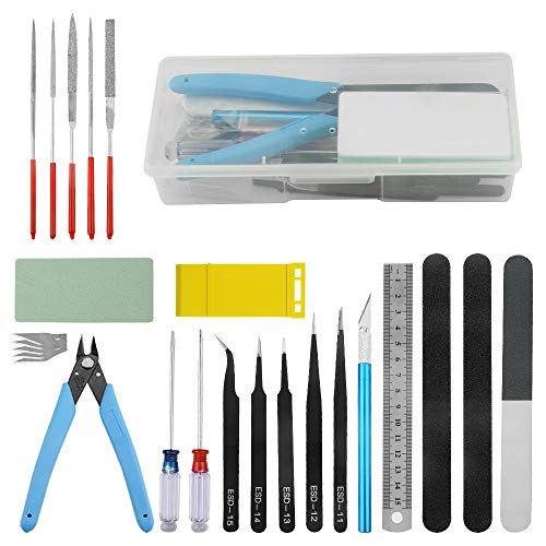 XINGYHENG 25Pcs Model Basic Tools Craft Set for Gundam Model Tools Kit with Plastic Box Model Assemble Car Hobby Model Building Repairing and Fixing DIY Craft Kit