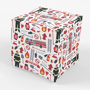 firefighter wrapping paper party gift wrap – folded flat 30 x 20 inch – 3 sheets