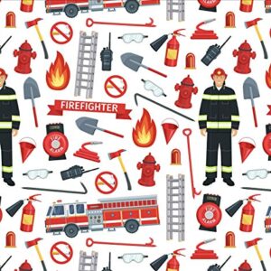 Firefighter Wrapping Paper Party Gift Wrap - Folded Flat 30 x 20 Inch - 3 Sheets