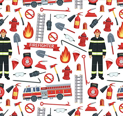 Firefighter Wrapping Paper Party Gift Wrap - Folded Flat 30 x 20 Inch - 3 Sheets