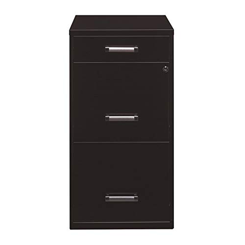 Scranton & Co 18" 3 Drawer Metal File Organizer Cabinet in Black