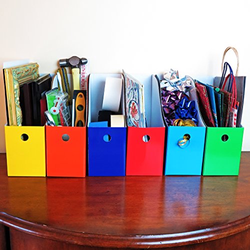 Evelots Magazine File Holder-Organizer-Full 4 Inch Wide-6 Colors-W/Labels-Set/6