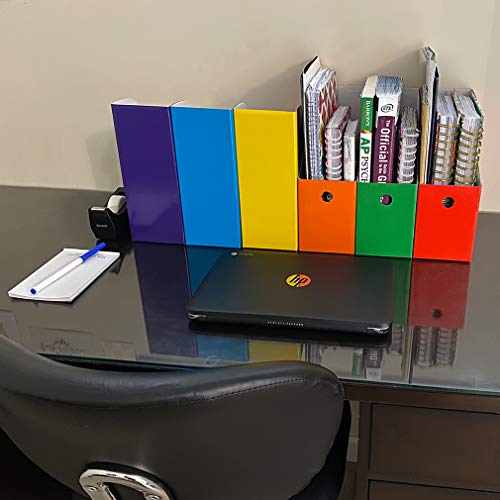 Evelots Magazine File Holder-Organizer-Full 4 Inch Wide-6 Colors-W/Labels-Set/6