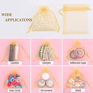 acDesign Jewelry Bags Drawstring 200Pcs Organza Bags 4x4.72 Wedding Favor Bags for Candy Jewelry Makeup Pouches(Golden)
