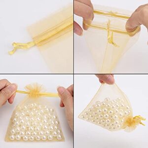 acDesign Jewelry Bags Drawstring 200Pcs Organza Bags 4x4.72 Wedding Favor Bags for Candy Jewelry Makeup Pouches(Golden)