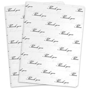 MR FIVE 100 Sheets White with Black Thank You Tissue Paper Bulk,20" x 14",Black Thank You Tissue Paper for Packaging and Gift Bags,Black Thank You Packaging Tissue Paper for Small Business