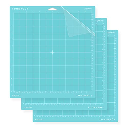 Funnycut LightGrip Cutting Mat for Cricut Maker 3/Maker/Explore 3/Air 2/Air/One( 12x12 Inch, 3 Pieces) Cricket Mats Replacement Accessories for Cricut