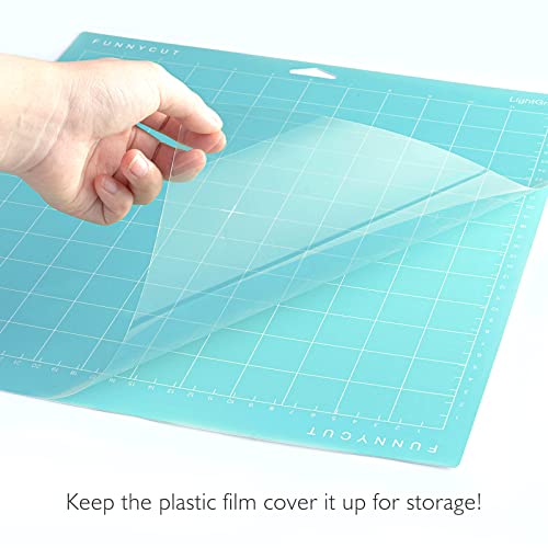 Funnycut LightGrip Cutting Mat for Cricut Maker 3/Maker/Explore 3/Air 2/Air/One( 12x12 Inch, 3 Pieces) Cricket Mats Replacement Accessories for Cricut