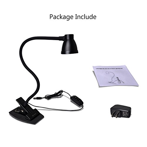 CeSunlight Clamp Desk Lamp, Clip on Reading Light, 3000-6500K Adjustable Color Temperature, 6 Illumination Modes, 10 Led Beads, AC Adapter and USB Cord Included (Black)